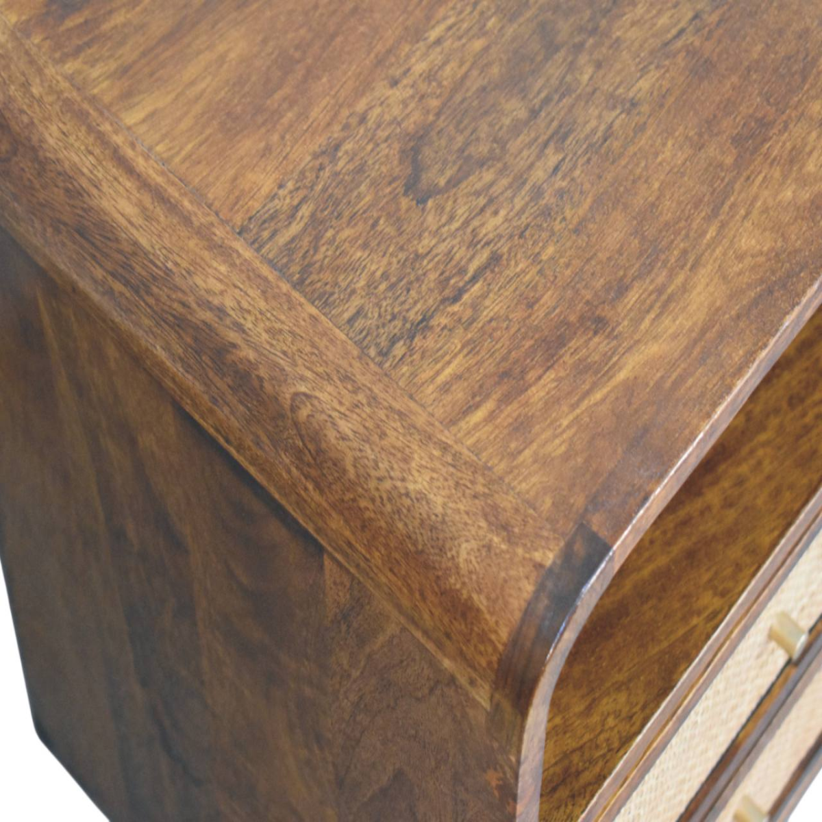 Artisan Furniture Solid Wood Larissa 2 Drawer Chestnut Nightstand, 1 Open Slot, Dark Brown