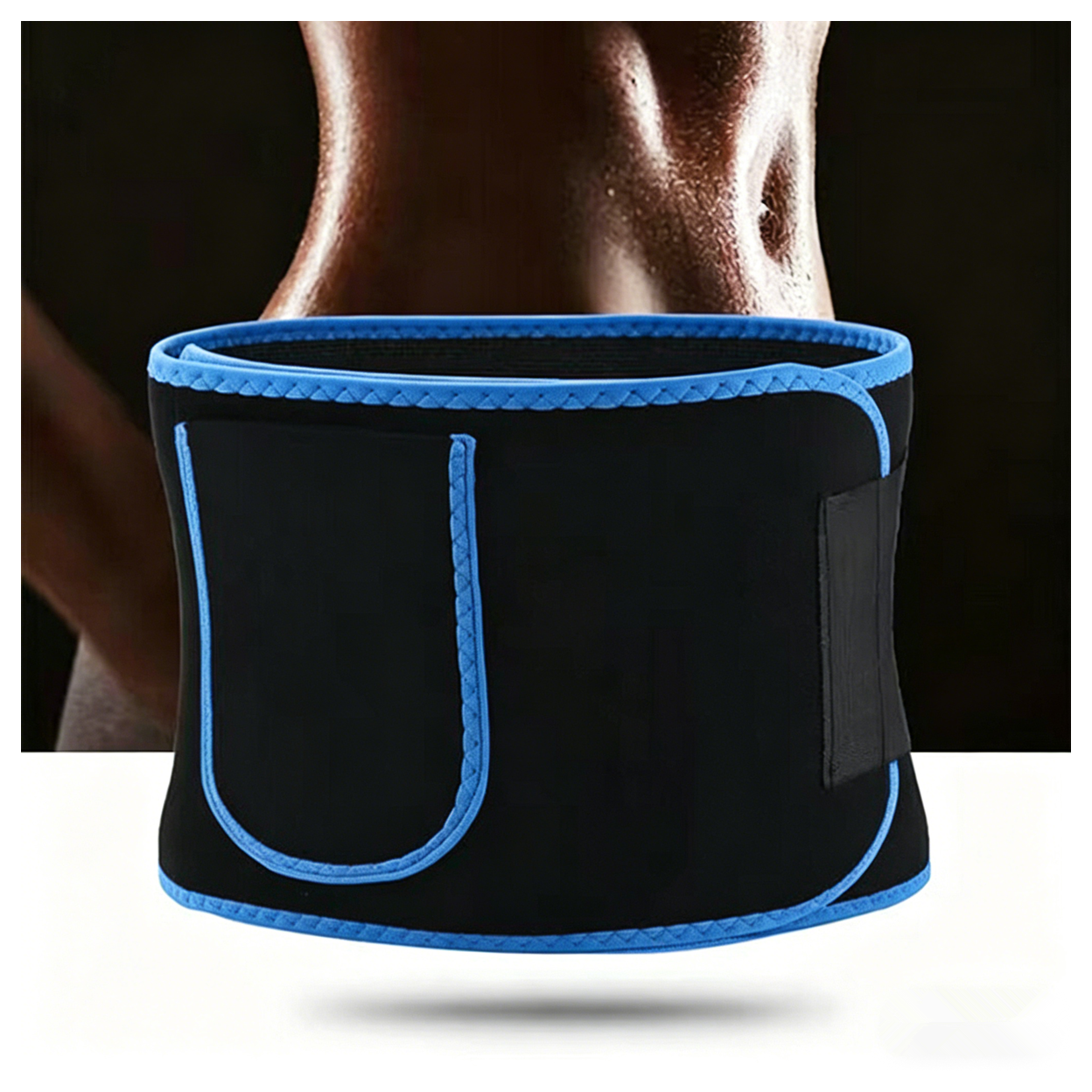 Waist Trimmer Belt Sport Workout Shaper Burner Slimming Belt W/ Phone Pocket Blue-Black
