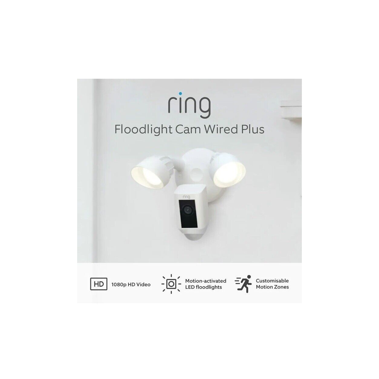 Ring Floodlight Cam Wired Plus - Outdoor Security Cam with LED Lights and Siren