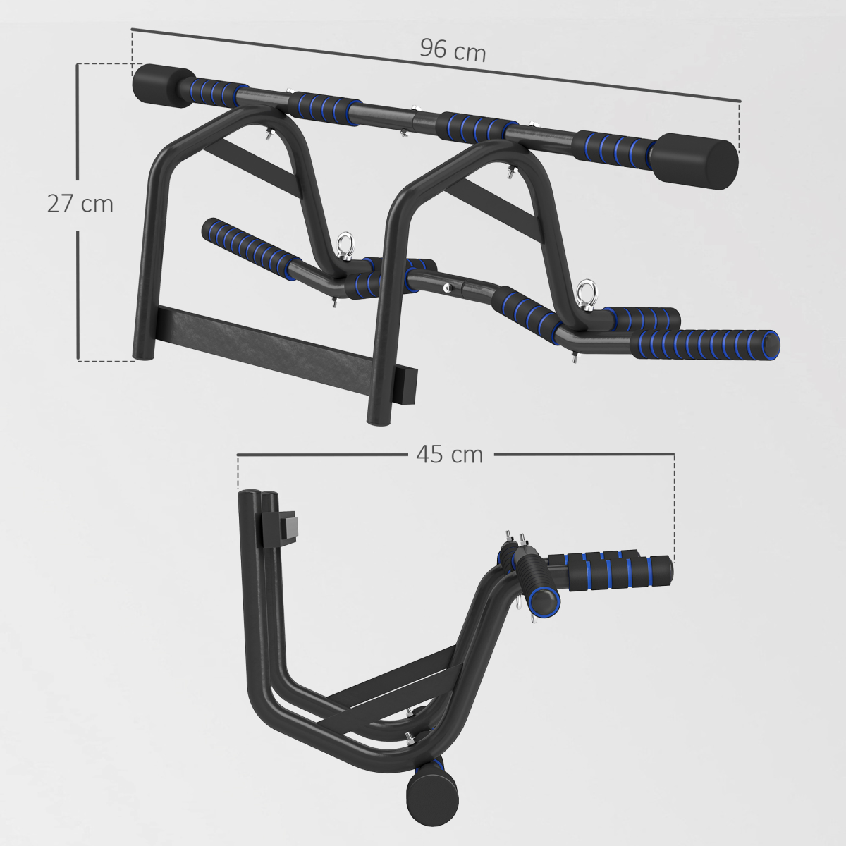 SPORTNOW Multi-Grip Pull Up Bar, Chin Up Bar Doorway with Non-Slip Grips