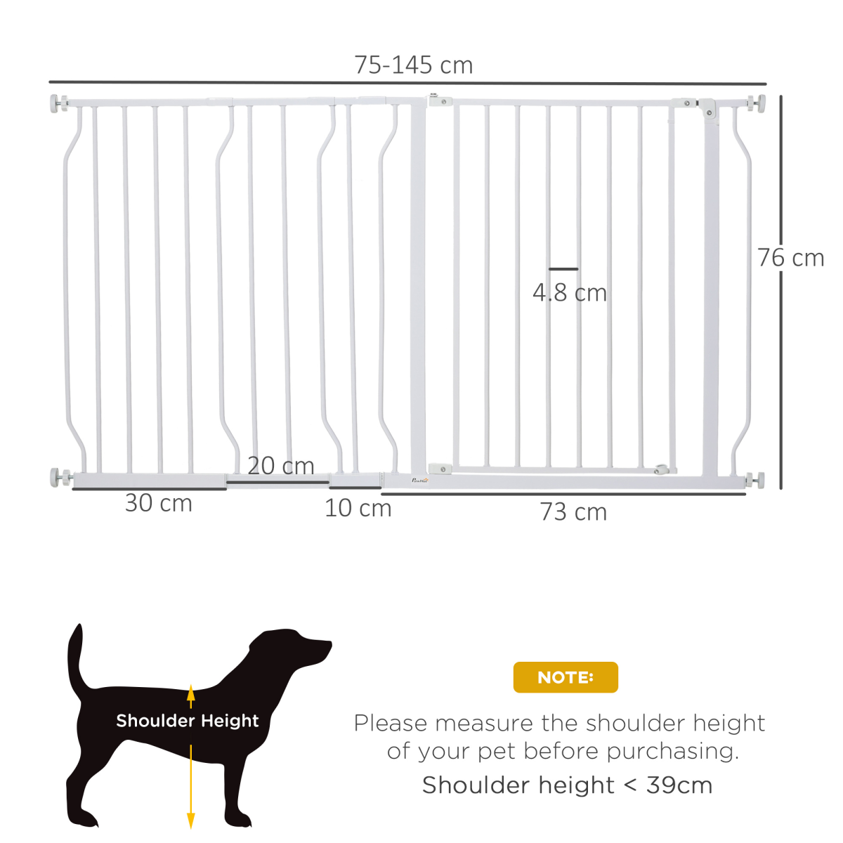 Pet Safety Gate Dog Barrier Dog Metal Pet Barrier, for Doorways - White