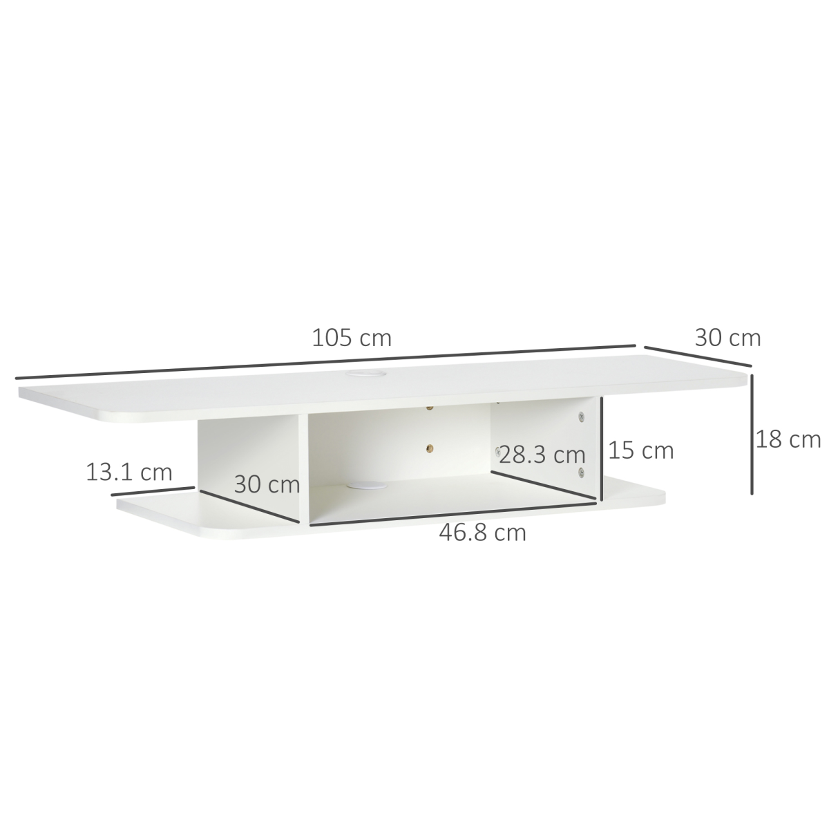 Floating TV Unit Stand Wall Mount Media Console with Storage Shelf, White