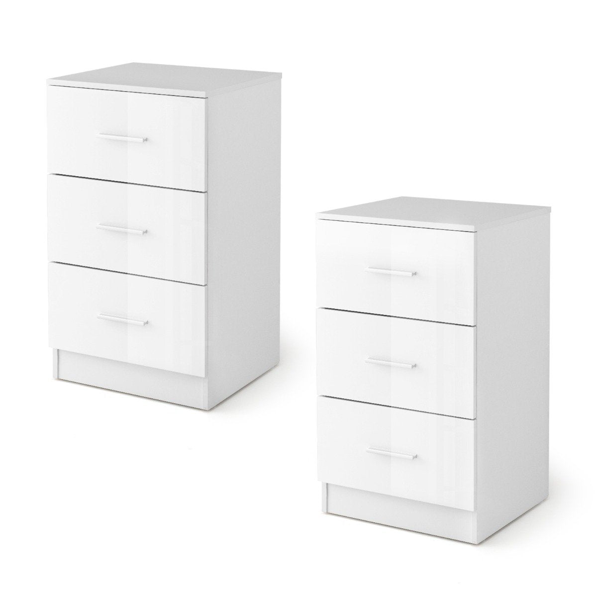 3-Drawer Wooden Dresser Cabinet Set of 2 with Anti-Toppling Device-Black