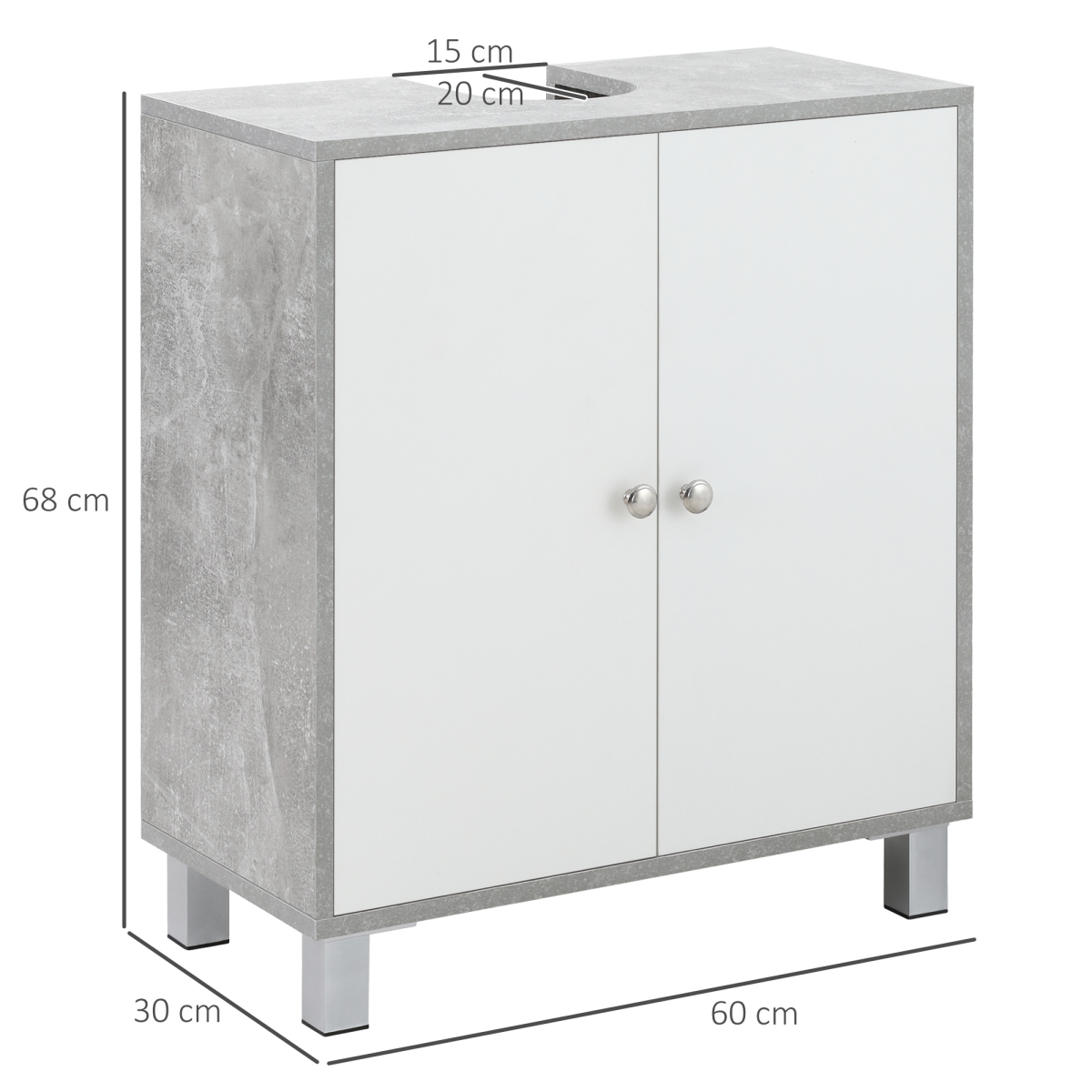 kleankin Bathroom Pedestal Under Sink Cabinet with Storage Shelf Double Door