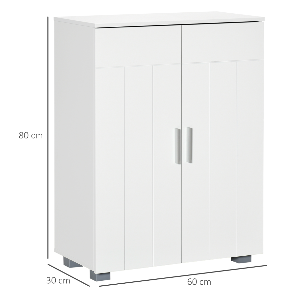 Modern Bathroom Floor Cabinet,  with 3 Tier Shelves, White