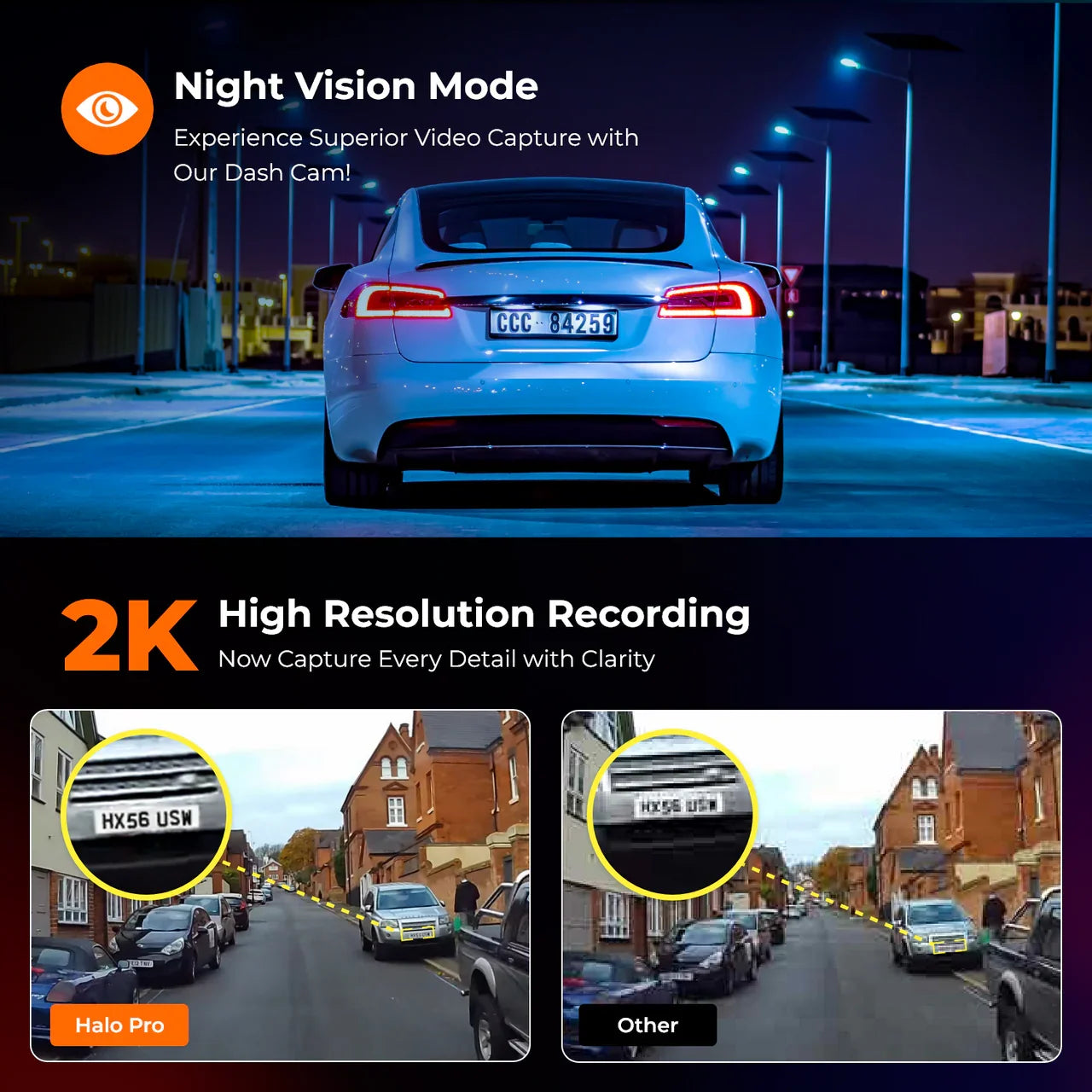 Road Angel Halo Pro 2K+ HD Front & Rear Dash Cam