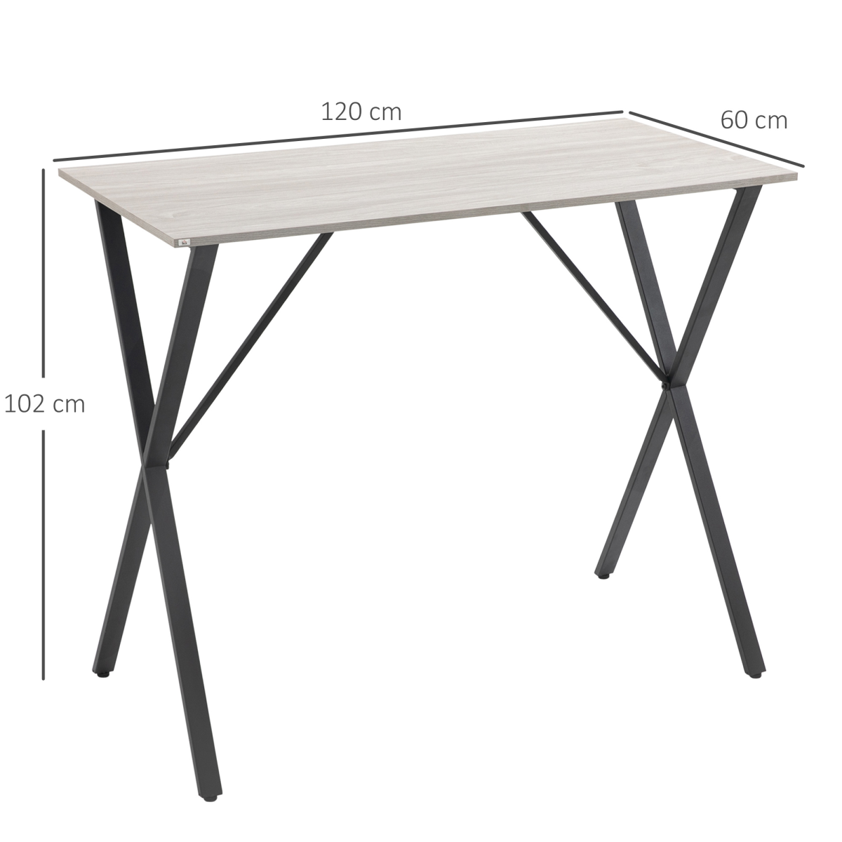 120 cm Rectangular Breakfast Bar Table for 4 People, Steel Legs, White