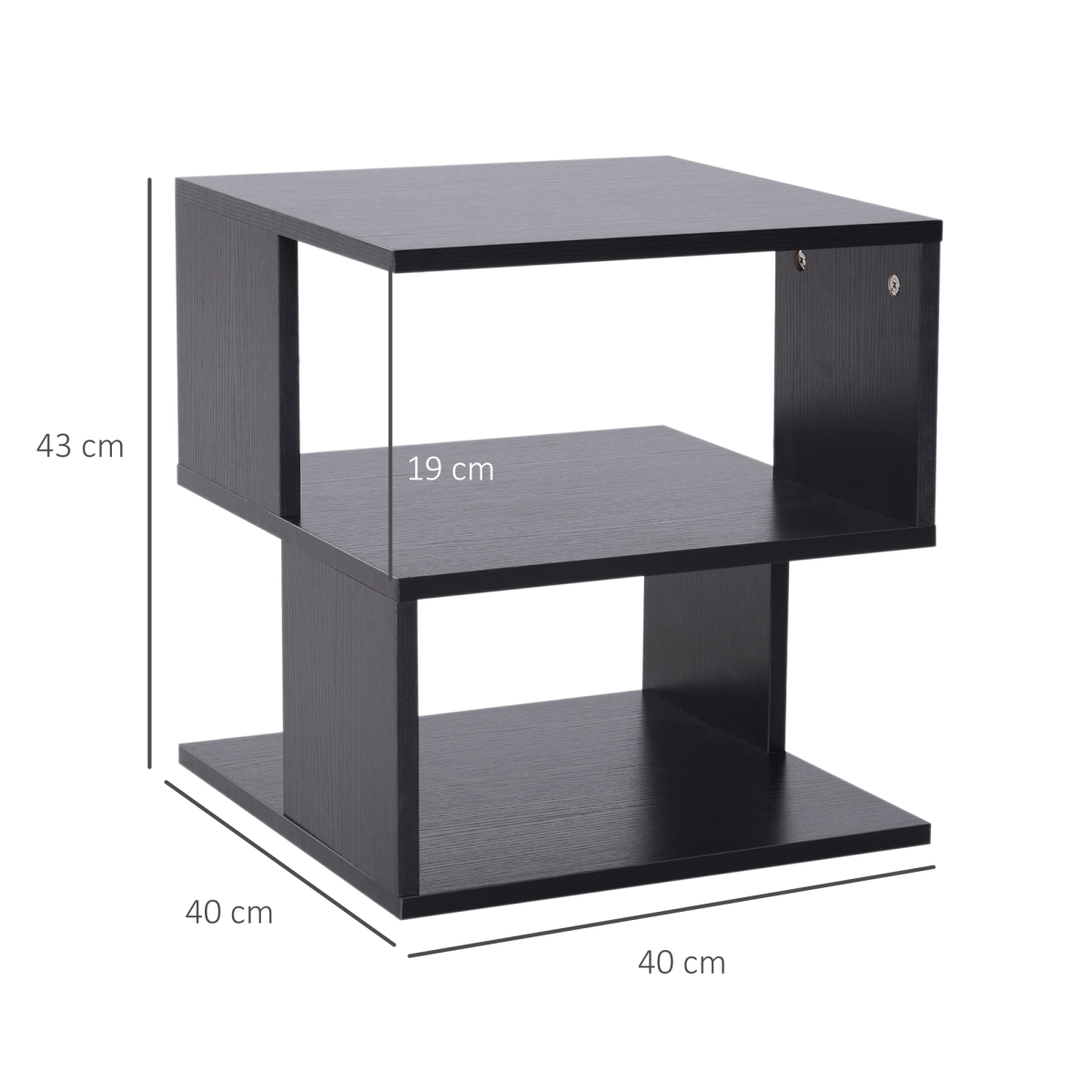 Modern Square 2 Tier Wood Coffee Side Table Storage Shelf Rack Black