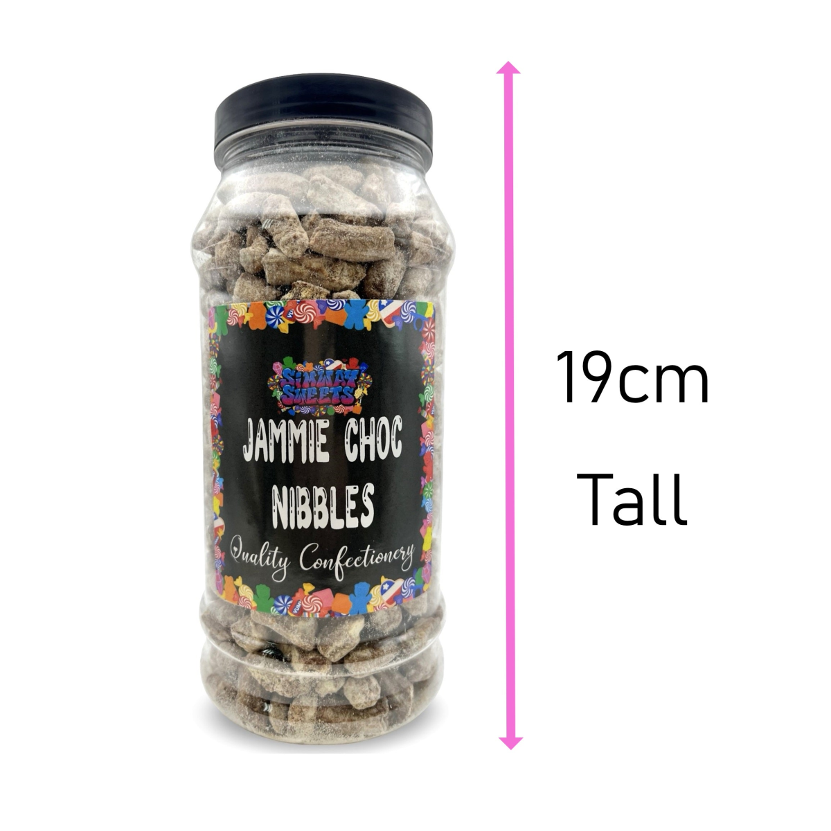 Jammie Flavour Choc Nibbles Retro Sweets Gift Jar - 600g