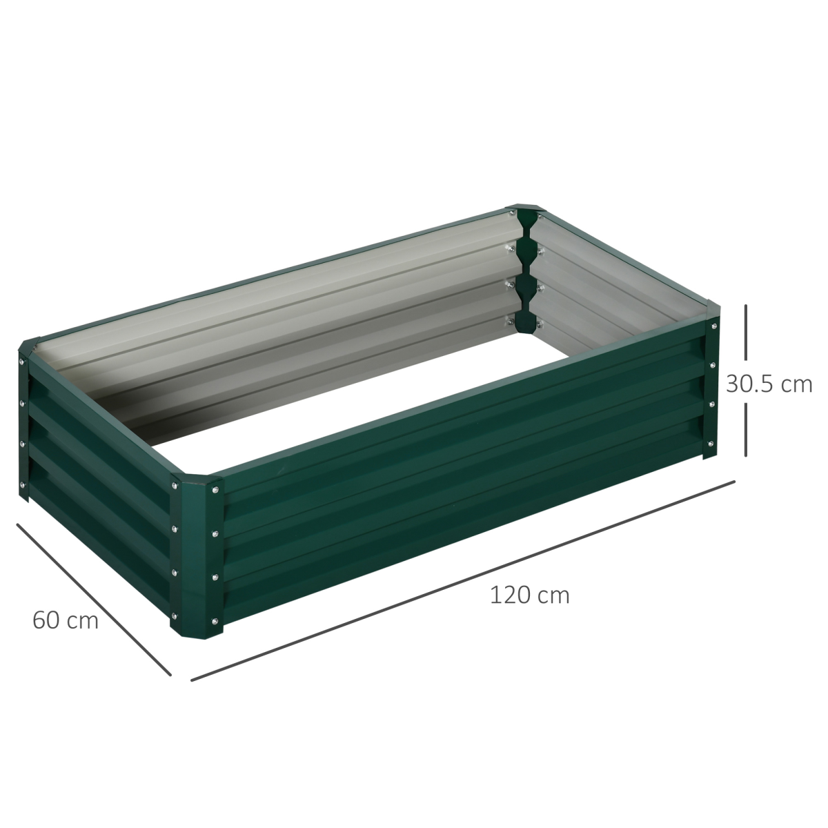 Raised Garden Bed Steel Planter Growing Box for Vegetables Flowers Green