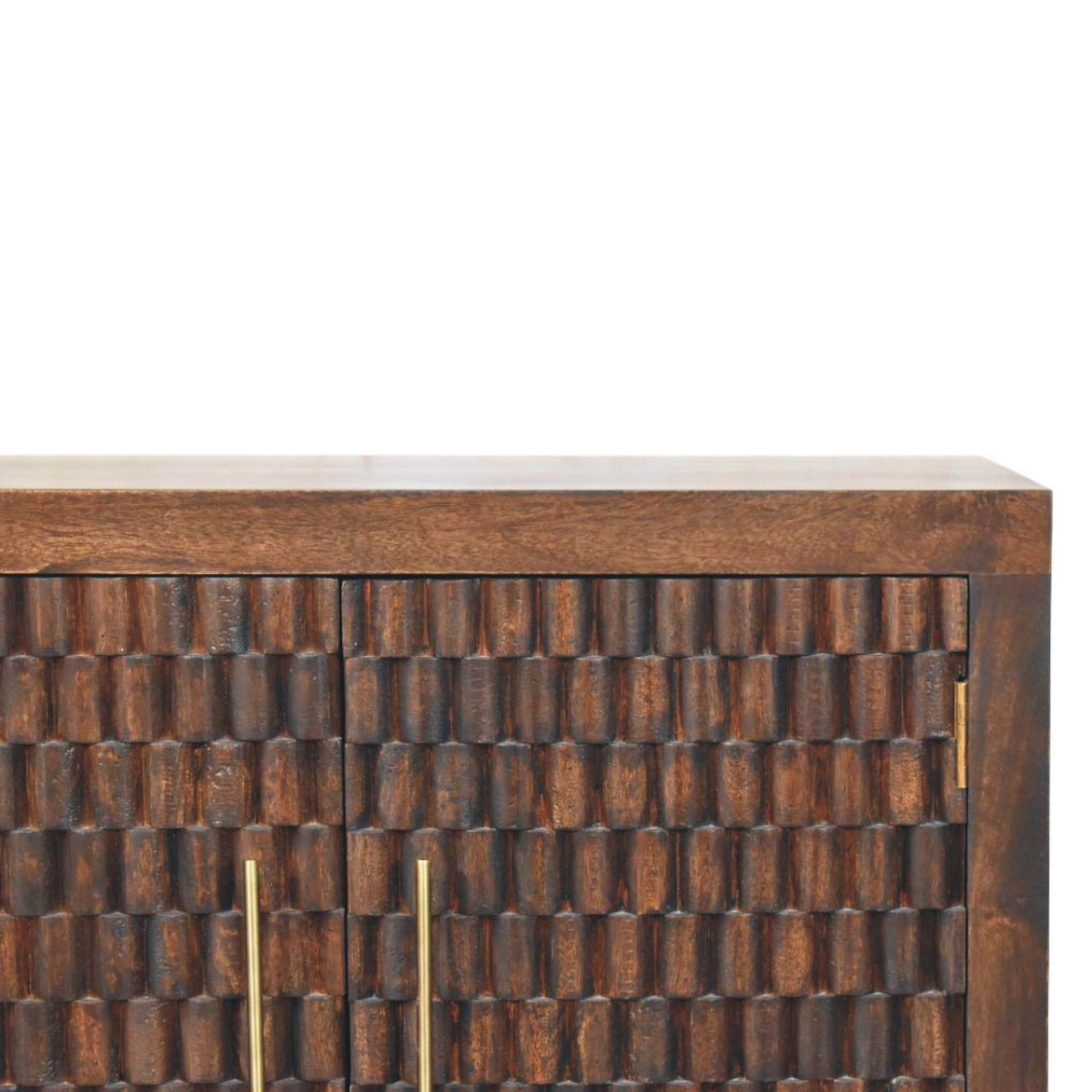 Artisan Furniture Solid Wood Vesta Textured Cabinet, 2 Doors, 2 Shelves, Dark Brown