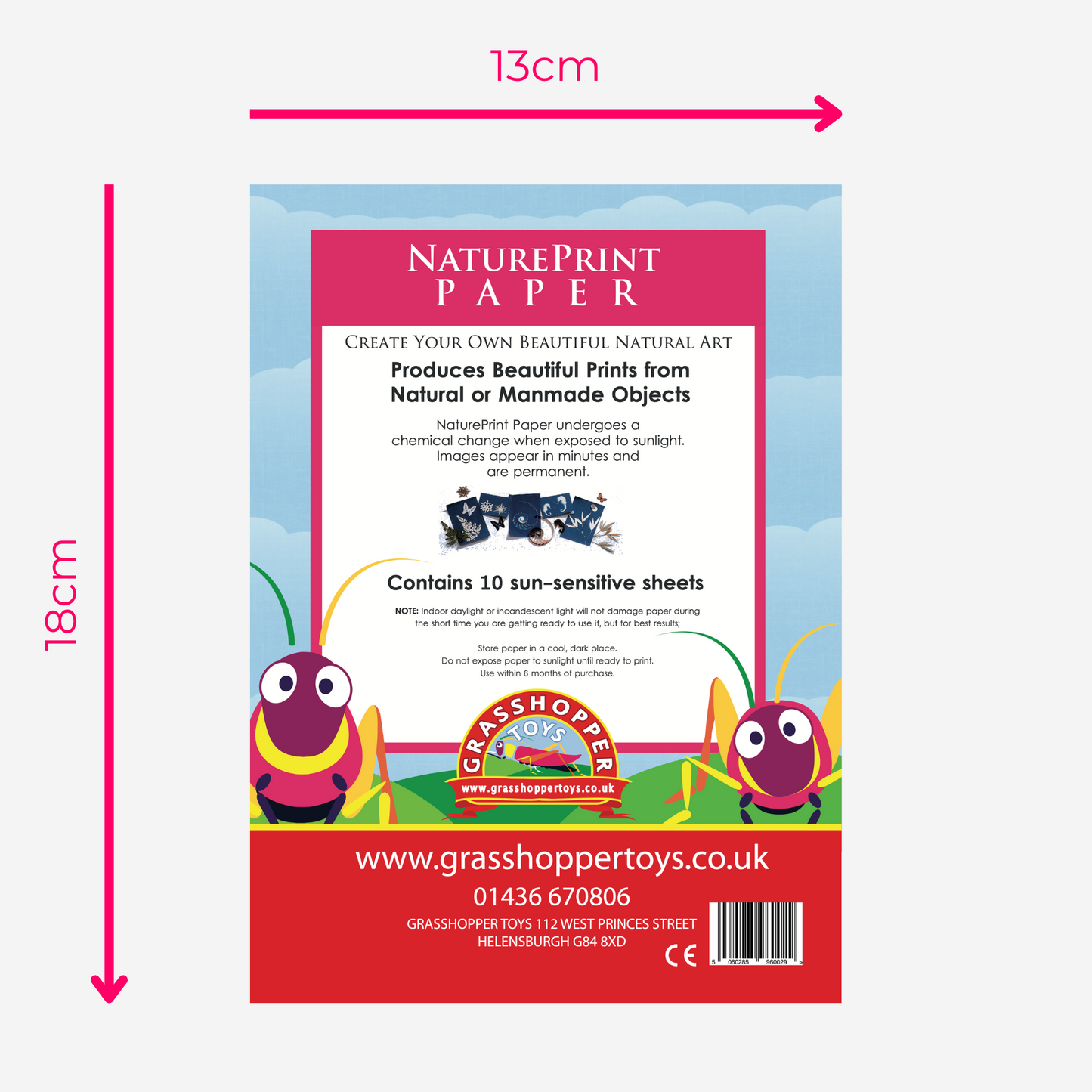 Curious Minds Sun Print Paper Kit, 10 Sheet Pack of Cyanotype Paper, 18x13 cm Sheets