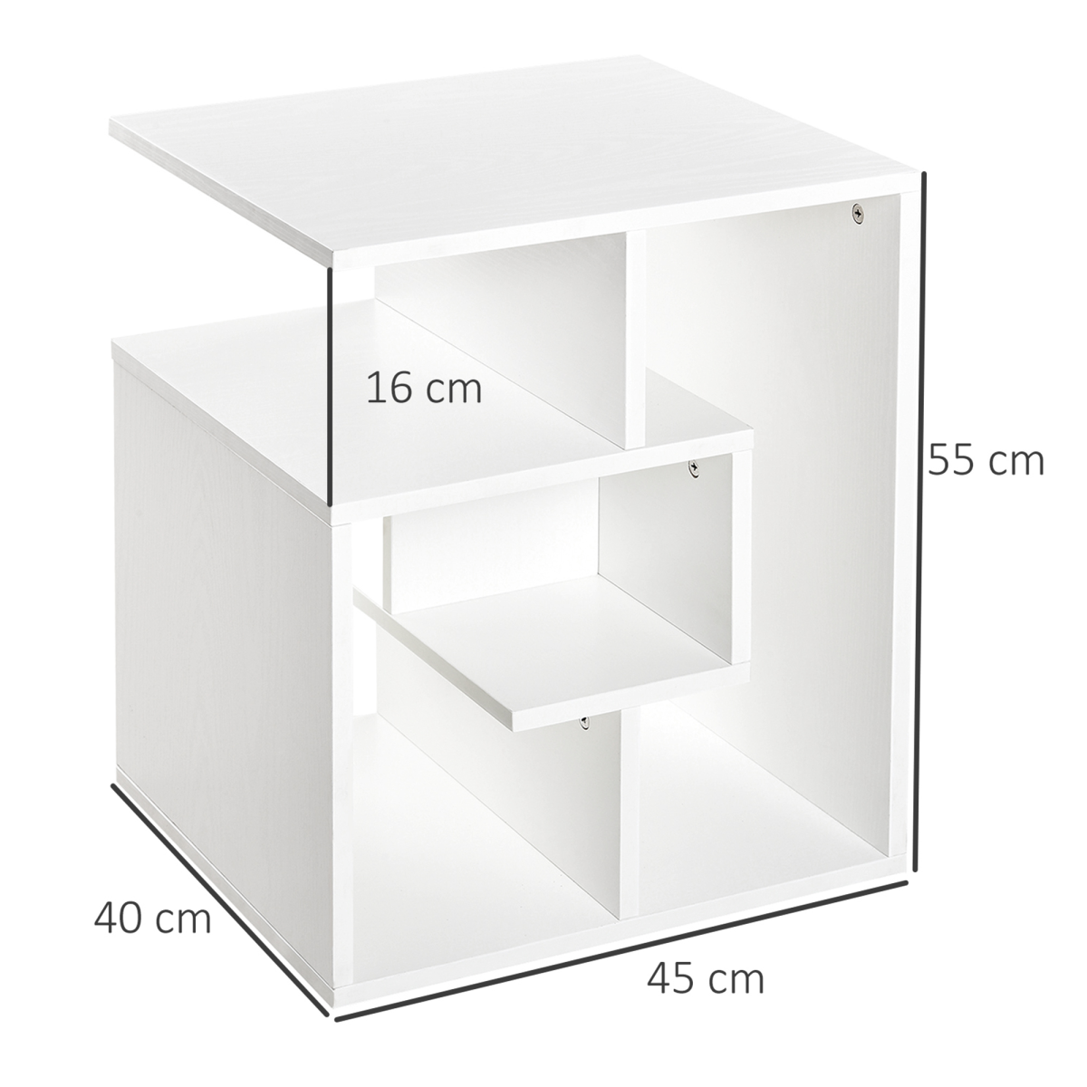 3-Tier Side End Table Open Shelves Storage Coffee Book Magazine Desk