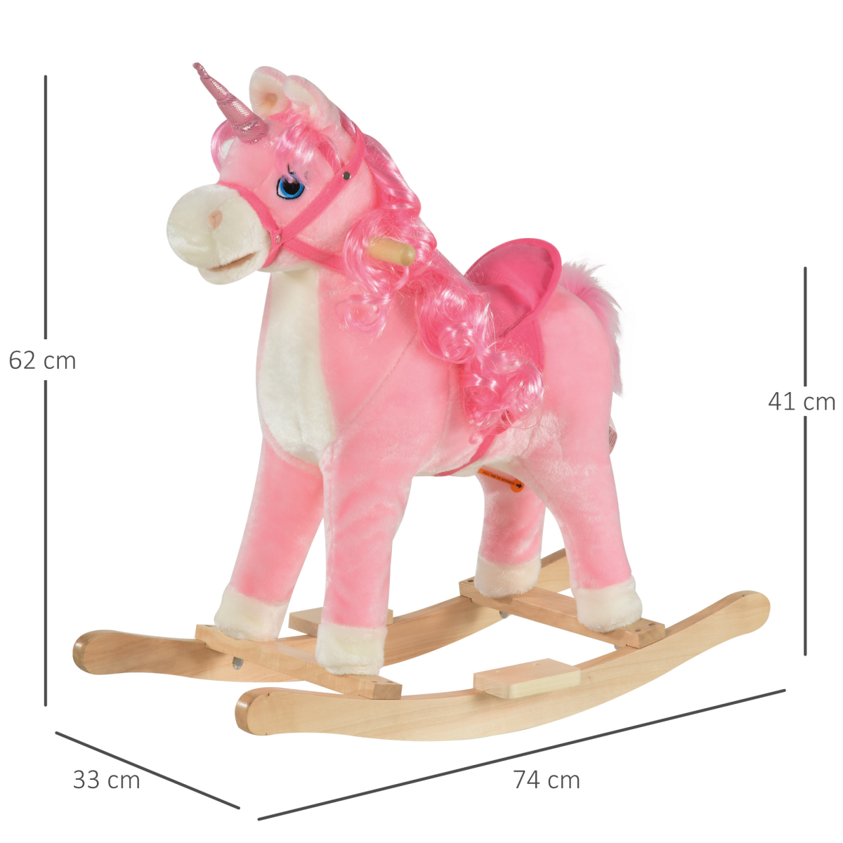 Kids Rocking Unicorn Ride-On Horse Moving Mouth Tail Sounds 36-72 Mnths