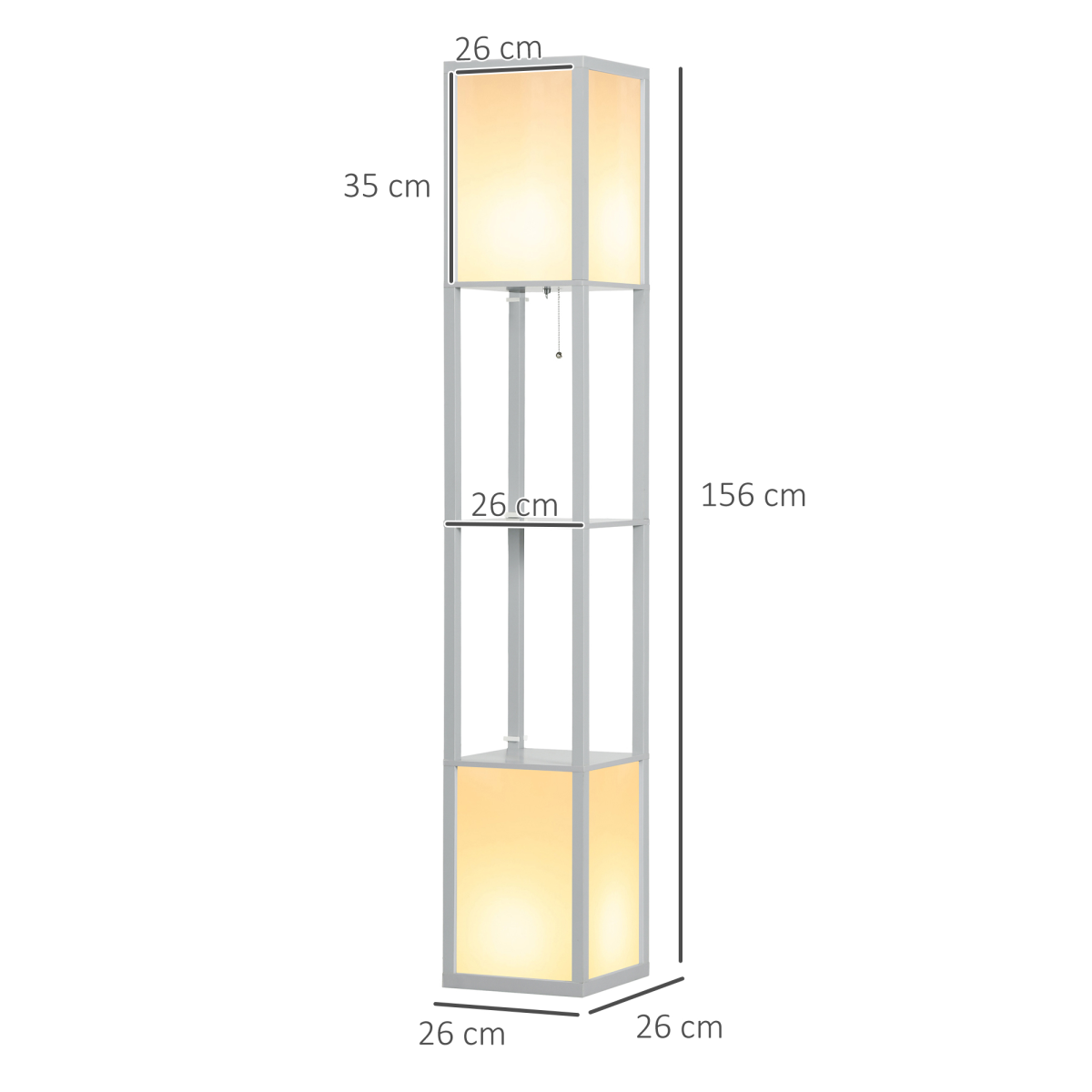 HOMCOM Shelf Floor Lamp with Dual Light, for Living Room, Bedroom