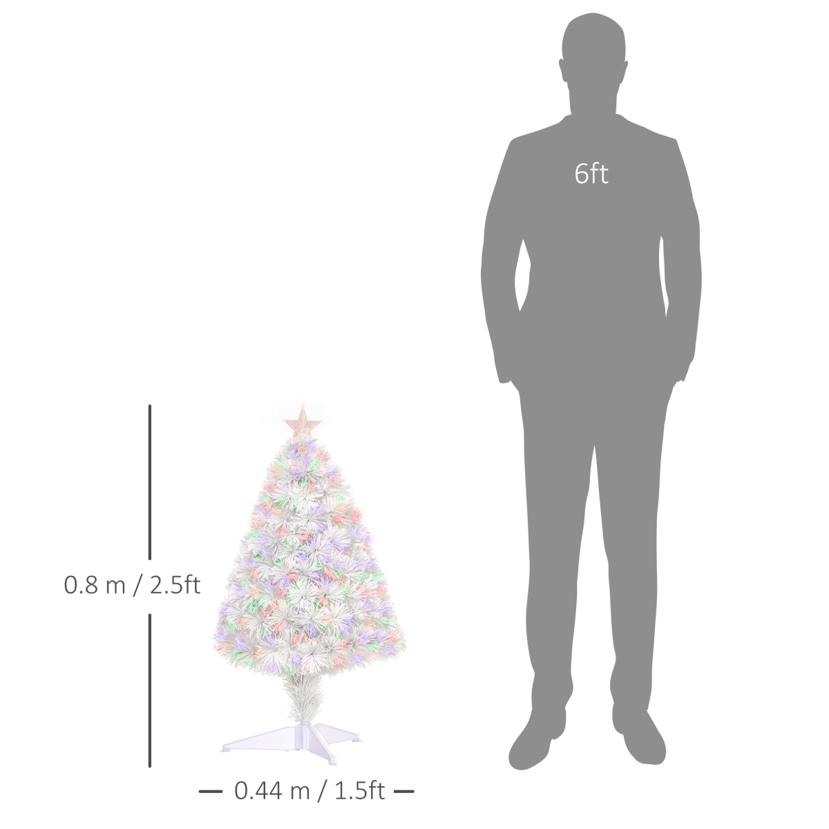 2.5FT Prelit Artificial Tabletop Christmas Tree with Fibre Table and Desk White