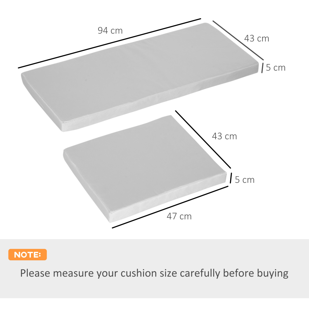 Seat Cushion Pads for Rattan Furniture, 3 PCs Garden Furniture Cushions, Grey