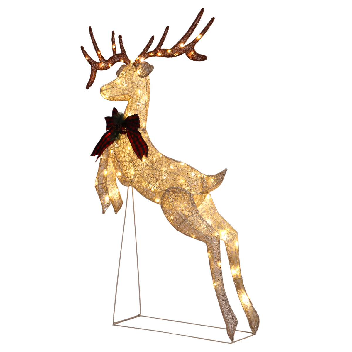 5FT Lighted Jumping Reindeer Christmas Decorations, Pre-lit Holiday Decor with 100 Warm White LED Lights for Xmas Outdoor Indoor Decor Lighted Holiday Displays