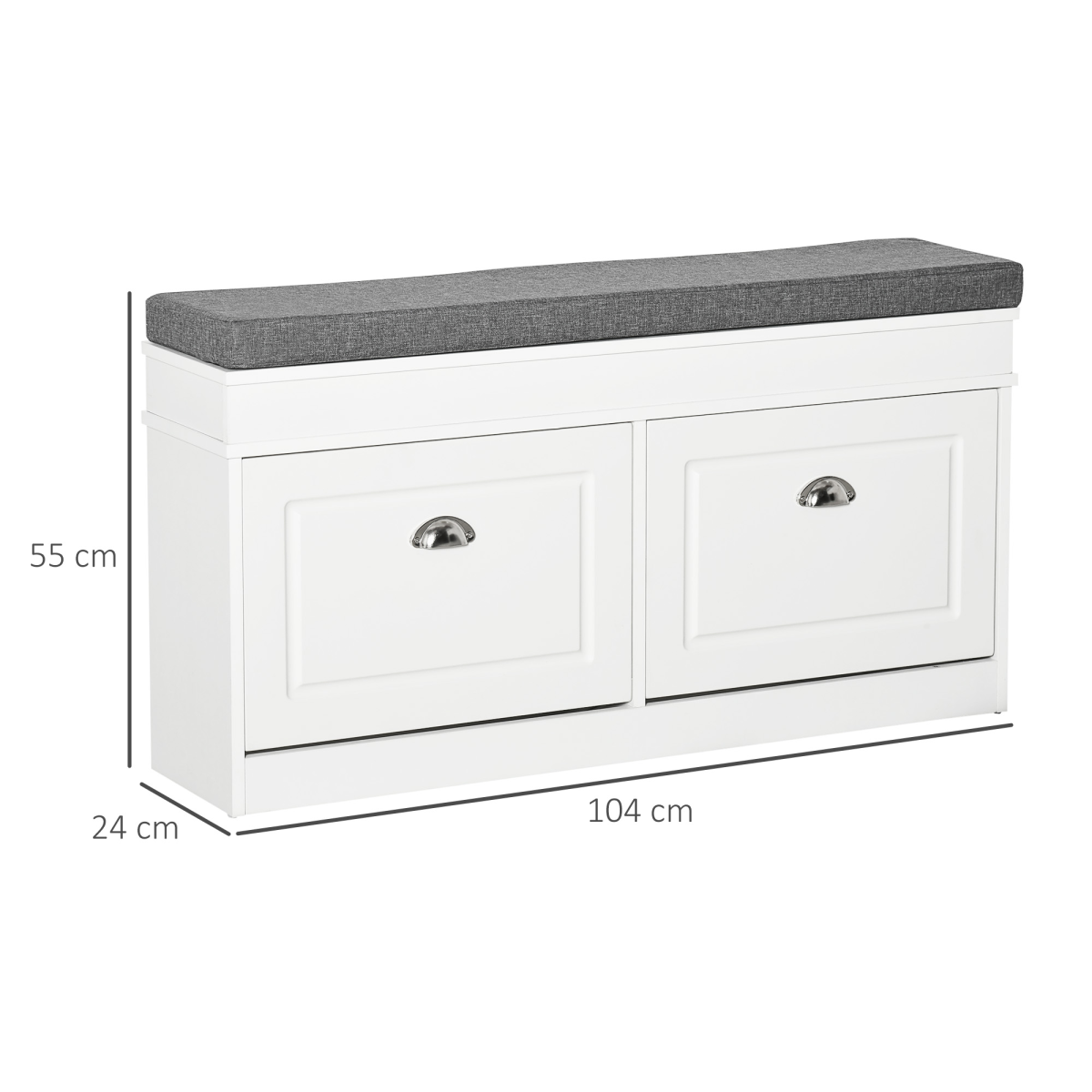 HOMCOM Shoe Storage Bench with Seat Cushion Cabinet Organizer with 2 Drawers