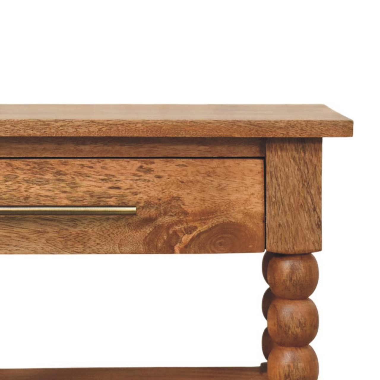 Artisan Furniture Solid Wood Barley Twist Side Table, Drawer And 2 Open Slots, Beige