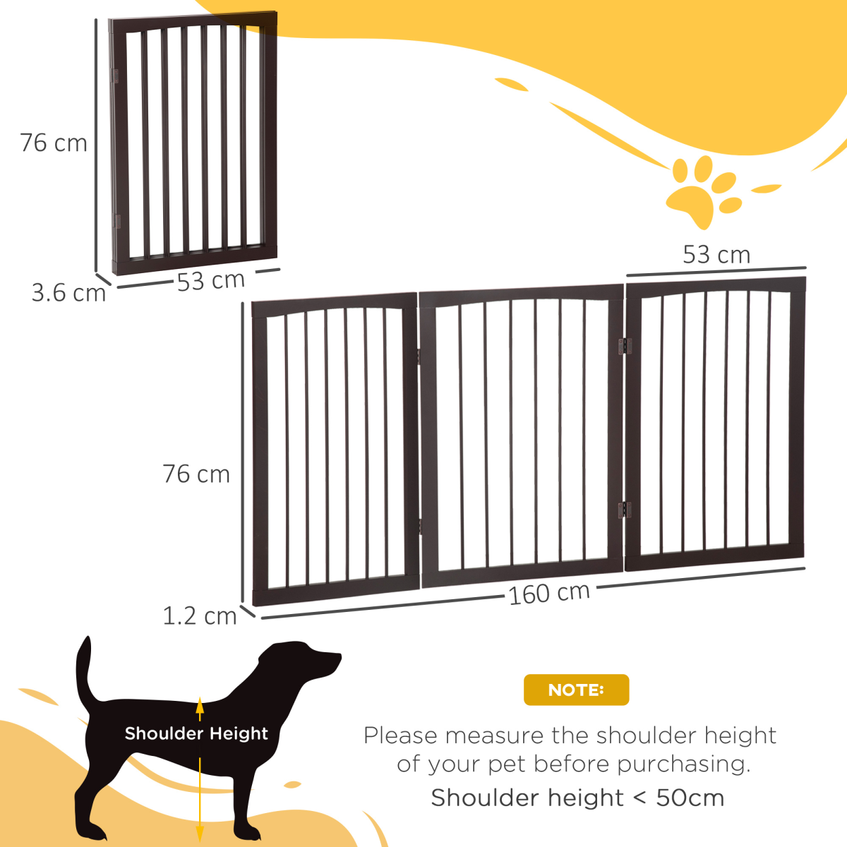 Folding Pet Gate Dog Fence Child Safety Indoor Durable Free Standing Pine Wood