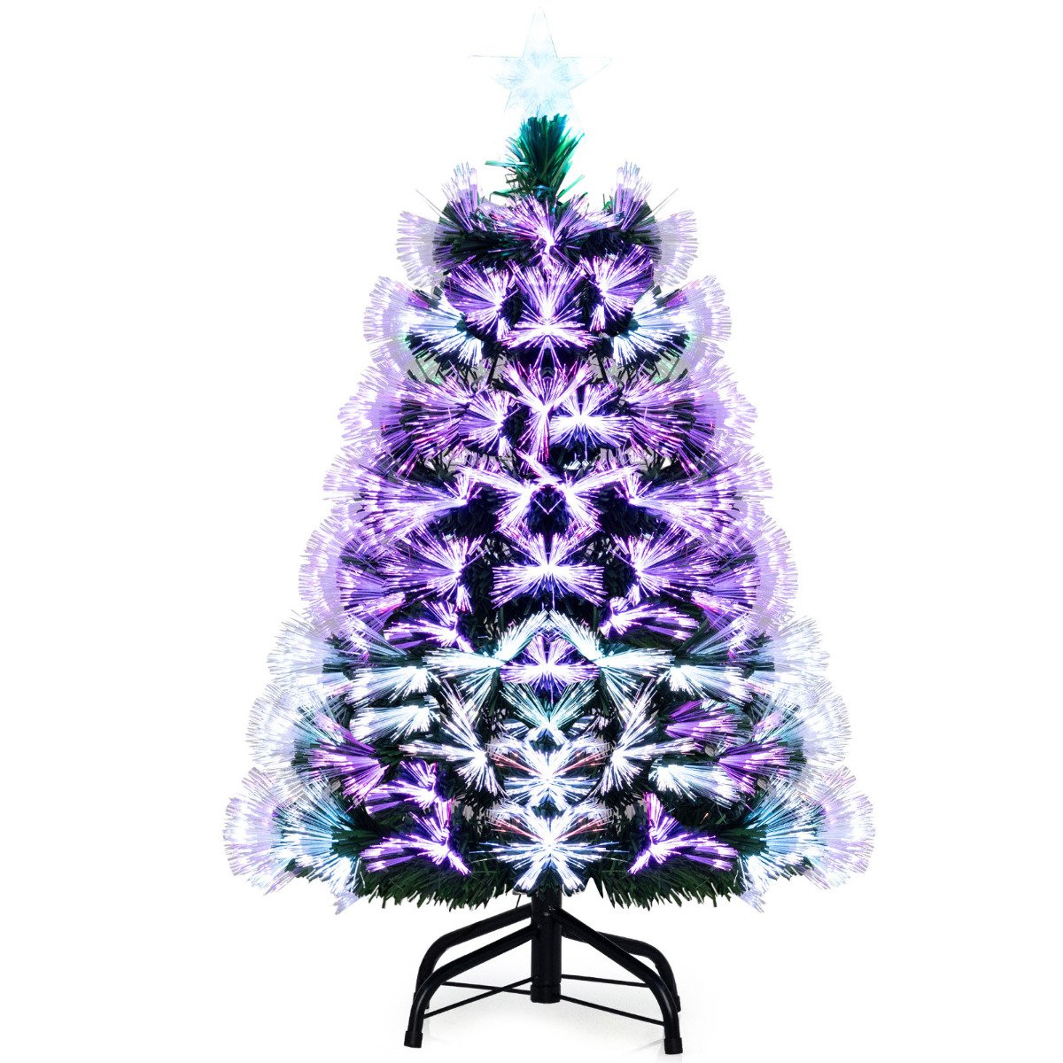 3 FT Fiber Optic Christmas Tree Artificial Pre-Lit Xmas Tree with 93 Branch Tips