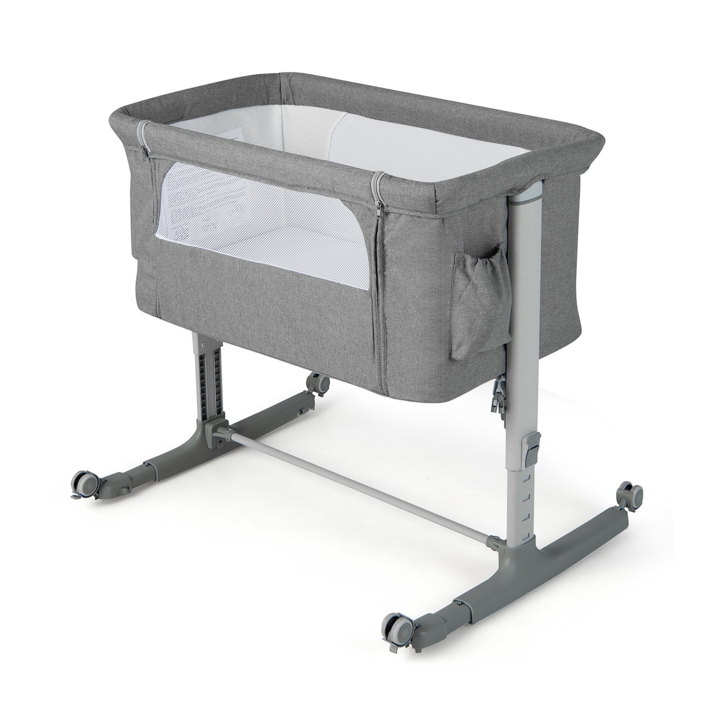 3-in-1 Adjustable Baby Bedside Bassinet with Mattress-Beige