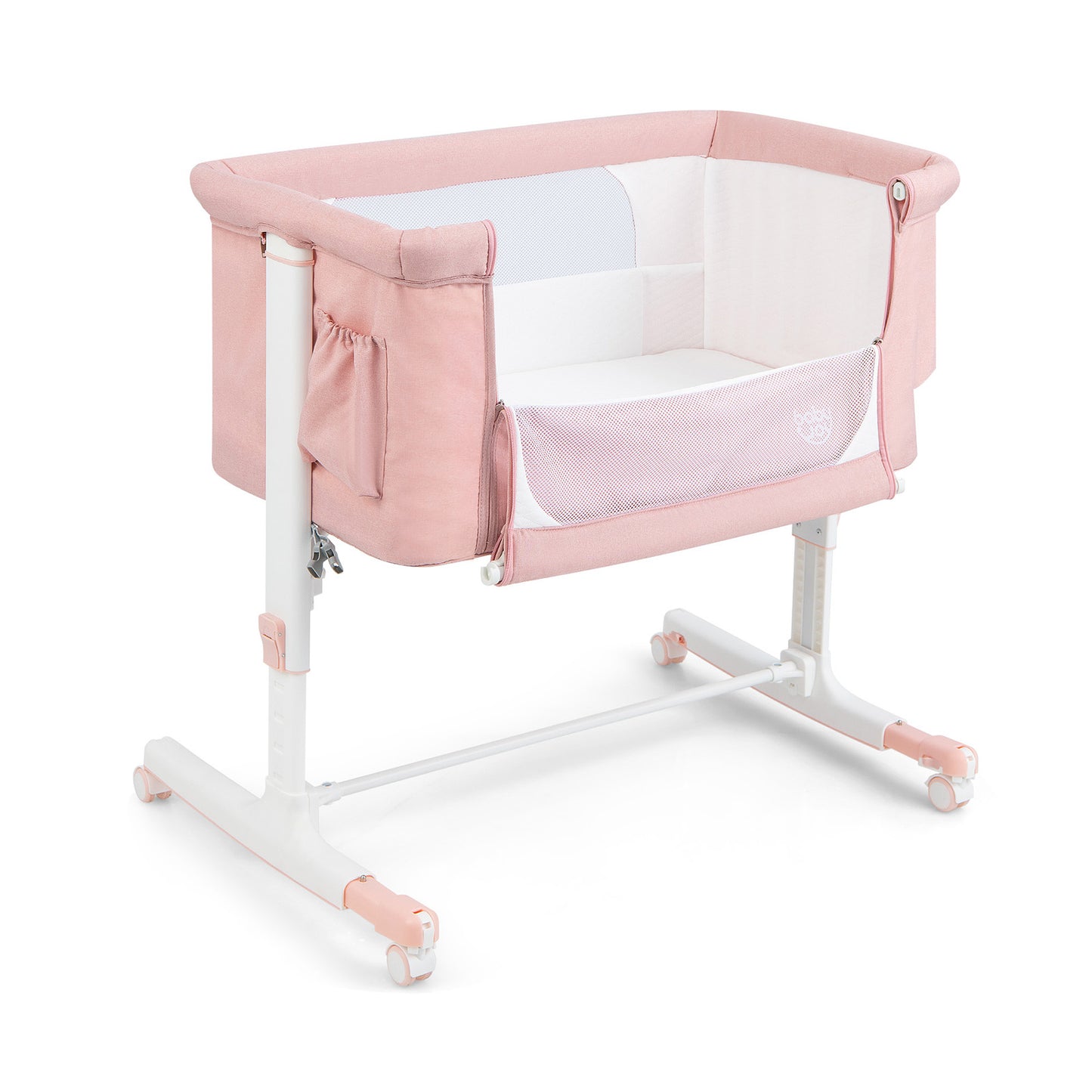 3-in-1 Adjustable Baby Bedside Bassinet with Mattress-Beige