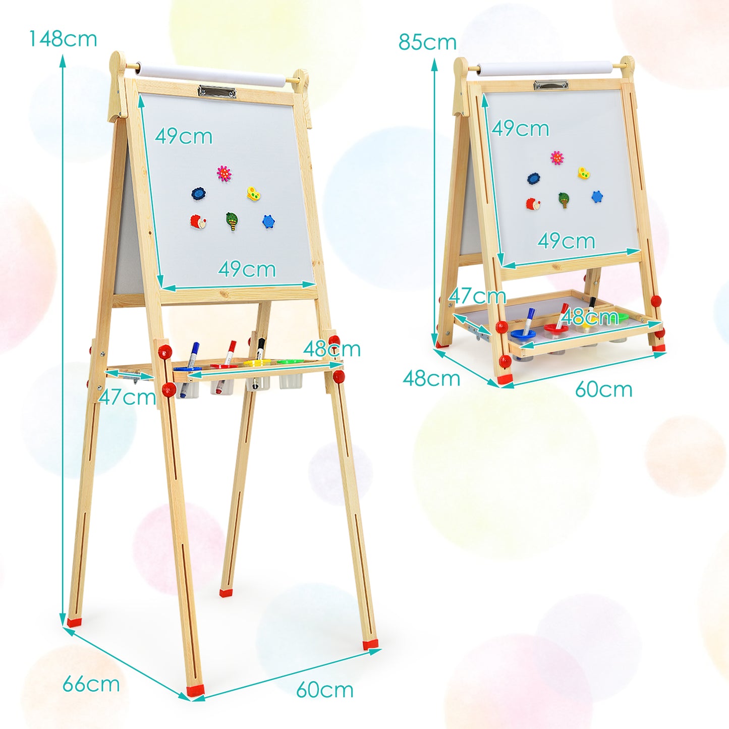 3-in-1 Double-Sided Kid’s Art Easel with Whiteboard