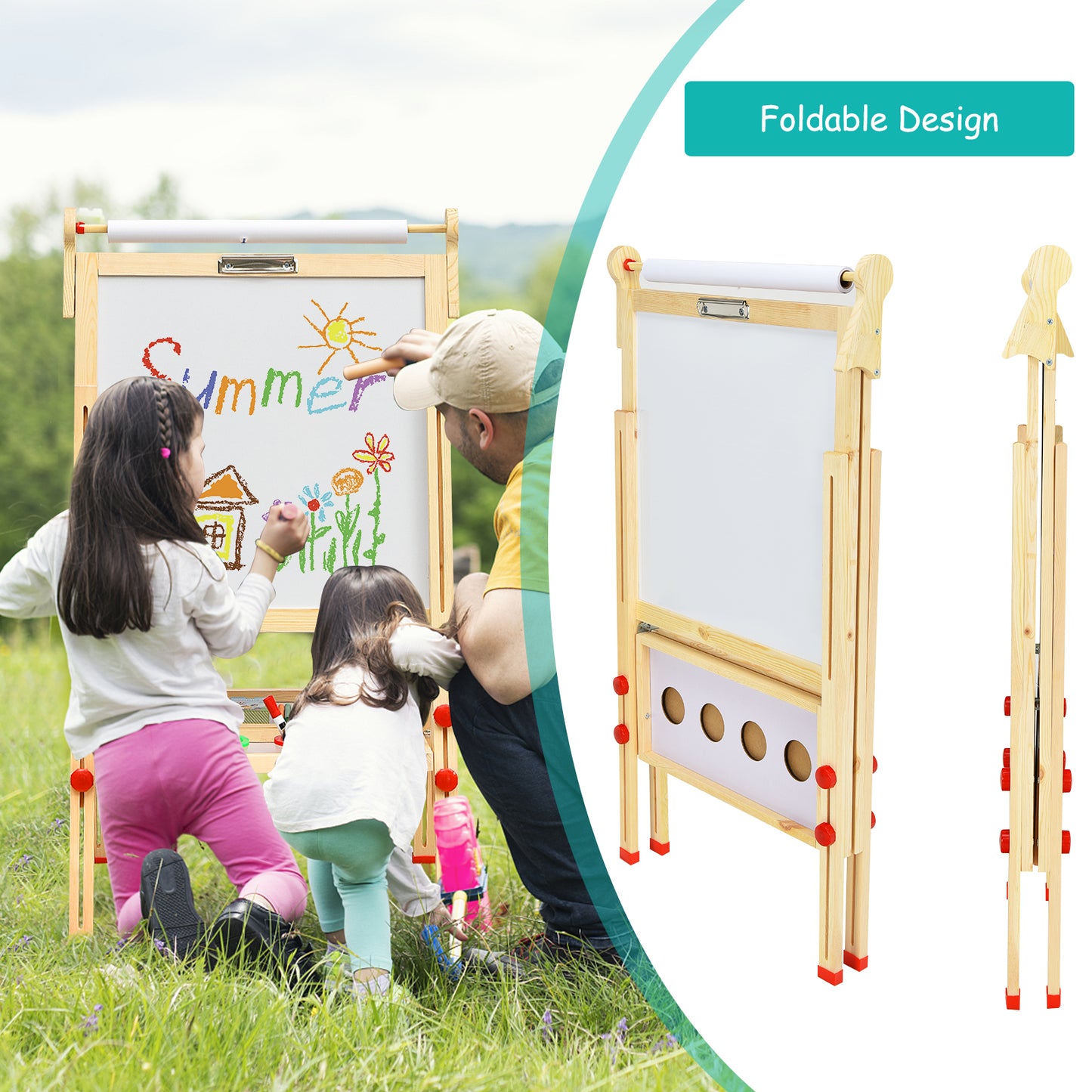 3-in-1 Double-Sided Kid’s Art Easel with Whiteboard