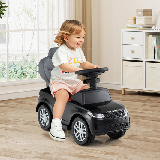 3 in 1 Push Car for Toddlers Licensed Land Rover Discovery Ride on Toy-Black