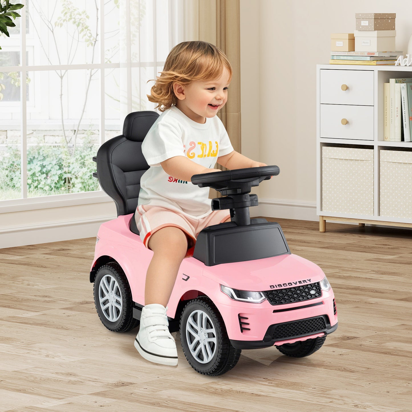 3 in 1 Push Car for Toddlers Licensed Land Rover Discovery Ride on Toy-Black