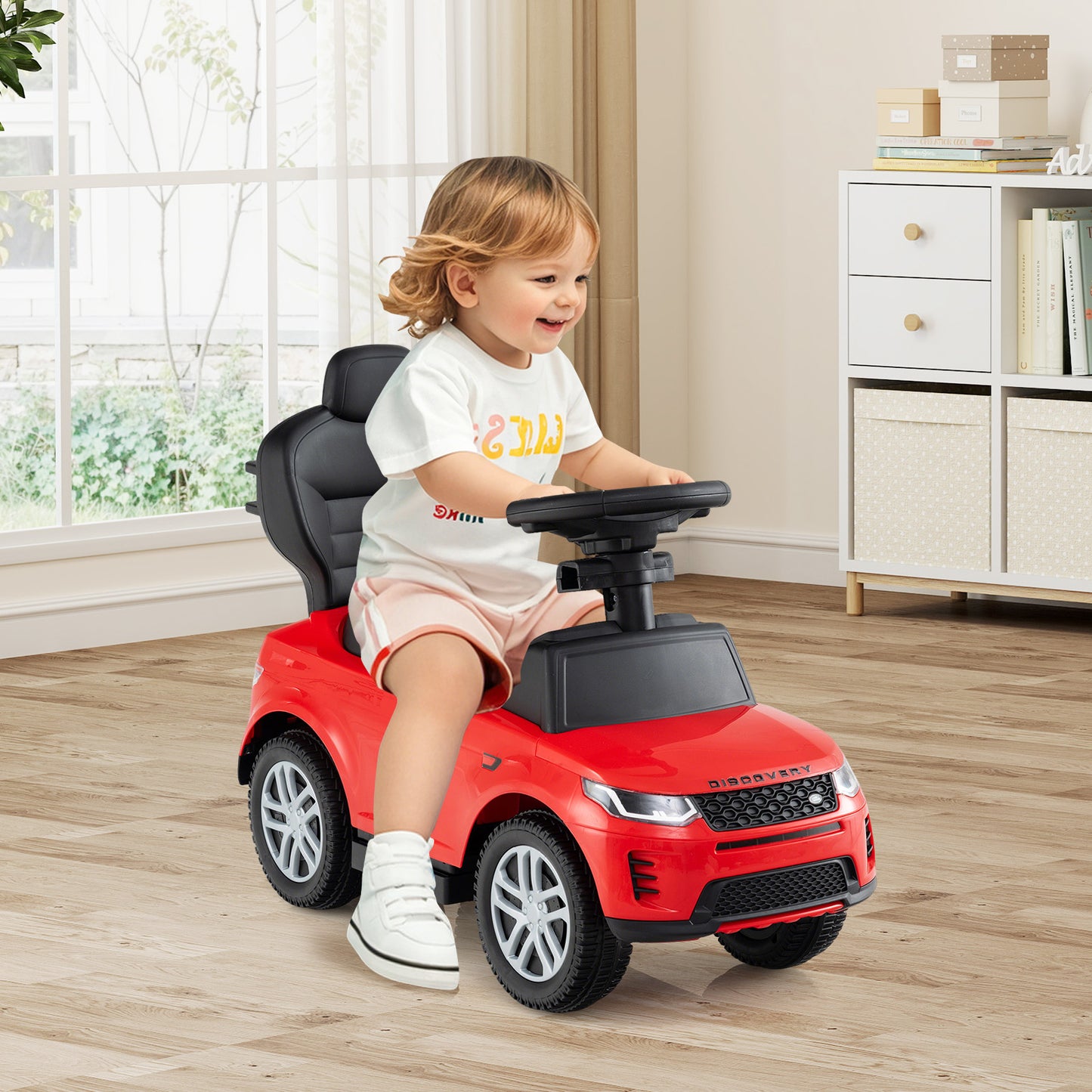 3 in 1 Push Car for Toddlers Licensed Land Rover Discovery Ride on Toy-Black