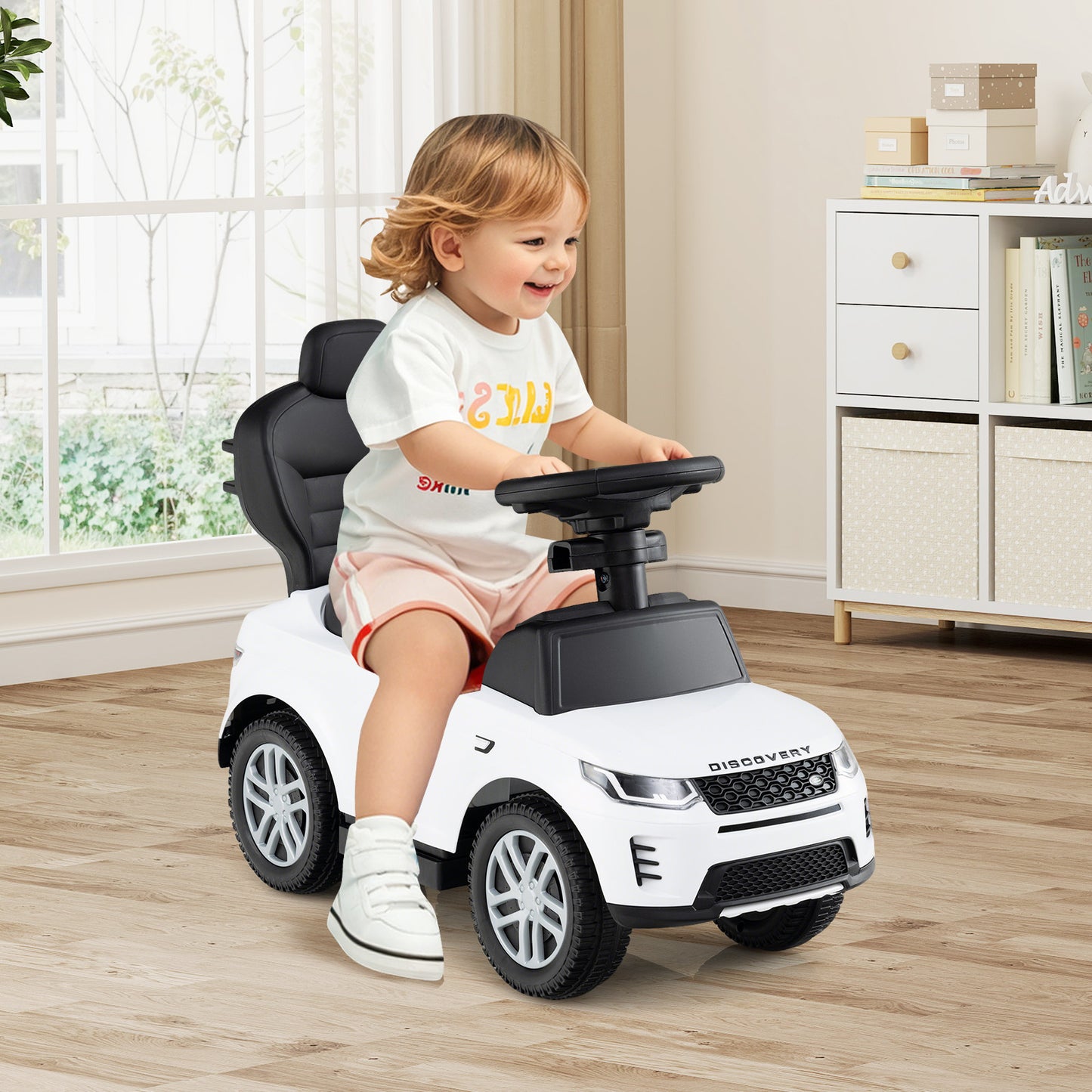 3 in 1 Push Car for Toddlers Licensed Land Rover Discovery Ride on Toy-Black