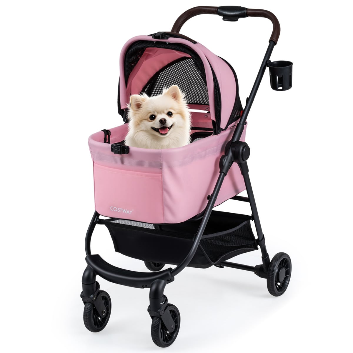 3-in-1 Pet Stroller One-hand Folding  Dog Stroller Car Seat-Black