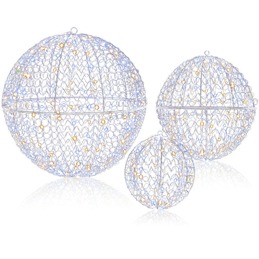 3 Pieces Lighted Christmas Balls with Light Color and 8 Dynamic Modes