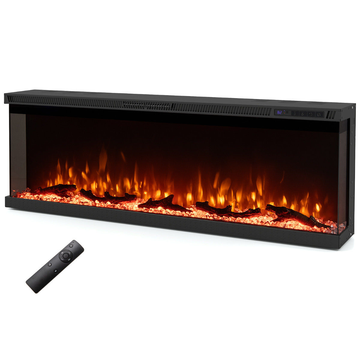 3 Sided Electric Fireplace 50 inch Recessed/Wall-Mounted/Freestanding Fire Place Heater