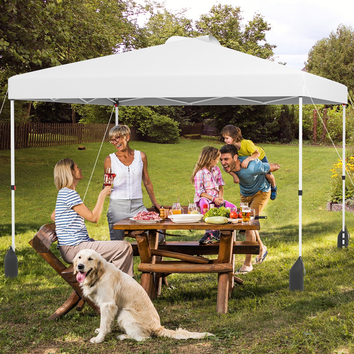 3 x 3 m Pop up Canopy Tent with 1 Sidewall Wheeled Bag-Grey