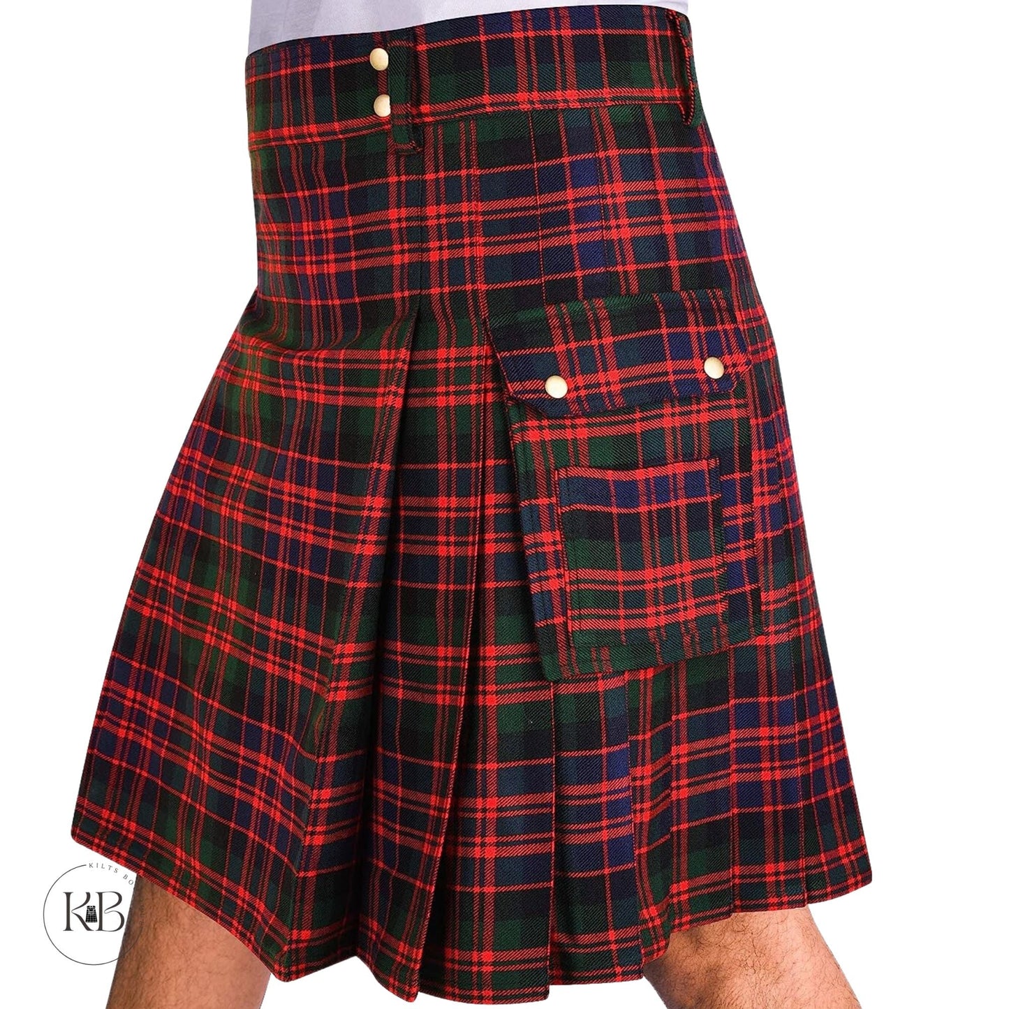 Scottish McDonald Tartan Utility Fashion Pocket Active Men Kilt