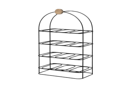 25" CAST IRON BLACK 12 BOTTLE WINE RACK