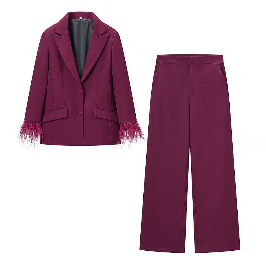 Feather Embellished Ramadan Edition Suit- Women's Modest Party Suit