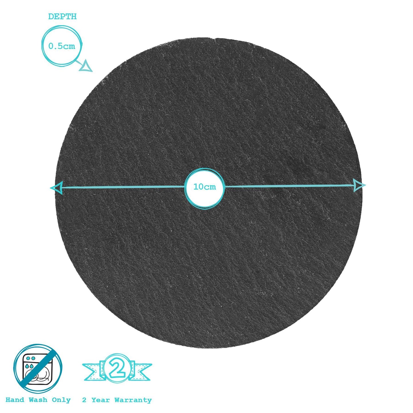Black Round Linea Slate Coasters - Pack of Six
