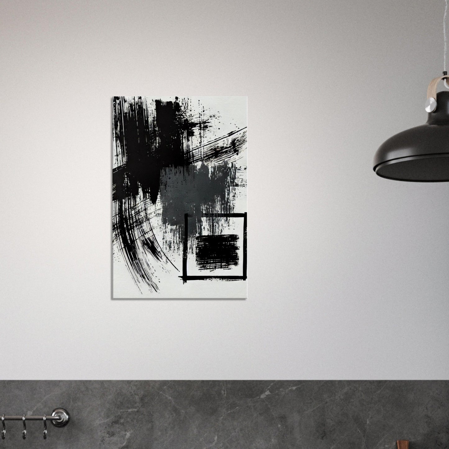 Bold Black Brushstroke Canvas – Minimal Abstract Wall Art | Modern Monochrome Decor