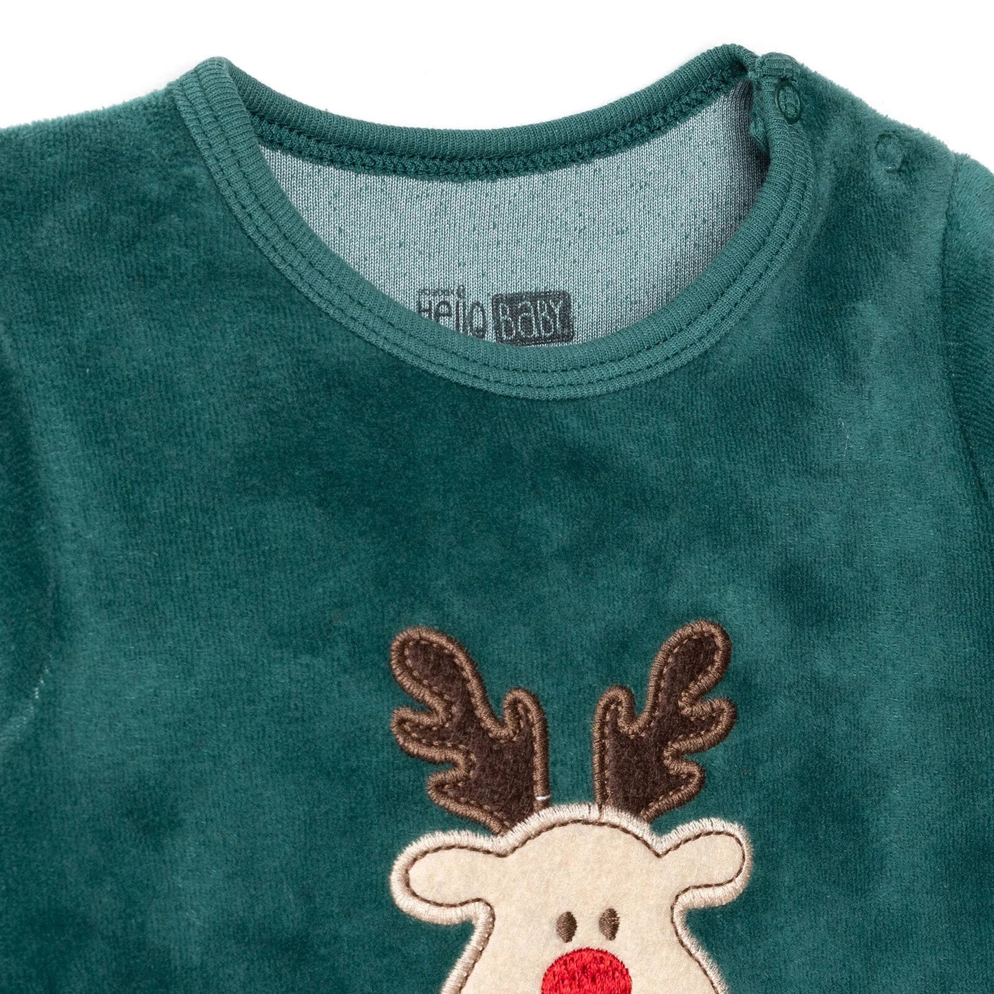 HelloBaby My First Christmas Newborn Unisex Velvet Footed Jumpsuit - Green