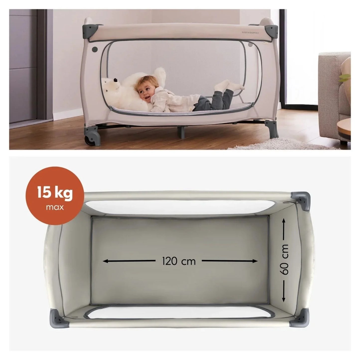 Hauck Sleep N Easyfold Travel Cot - Dark Grey