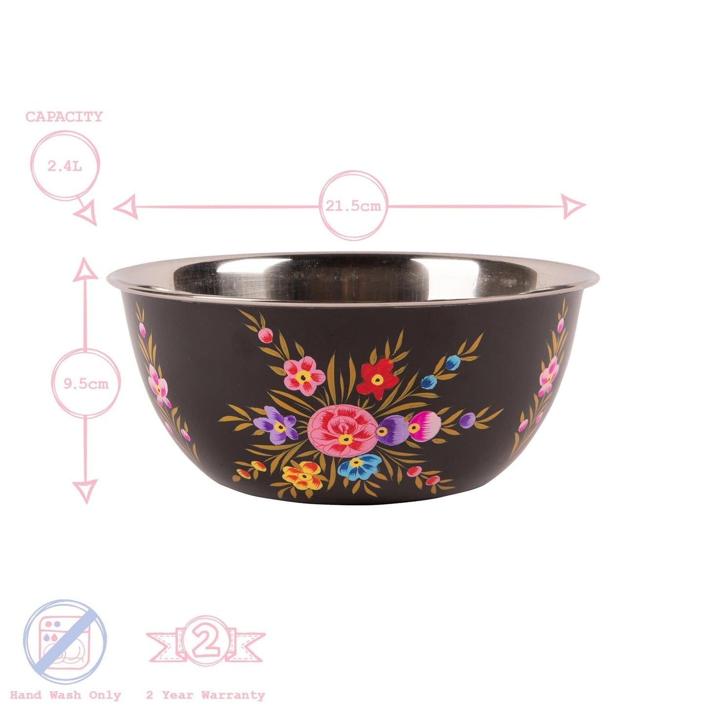 Pansy 21.5cm Stainless Steel Picnic Bowl