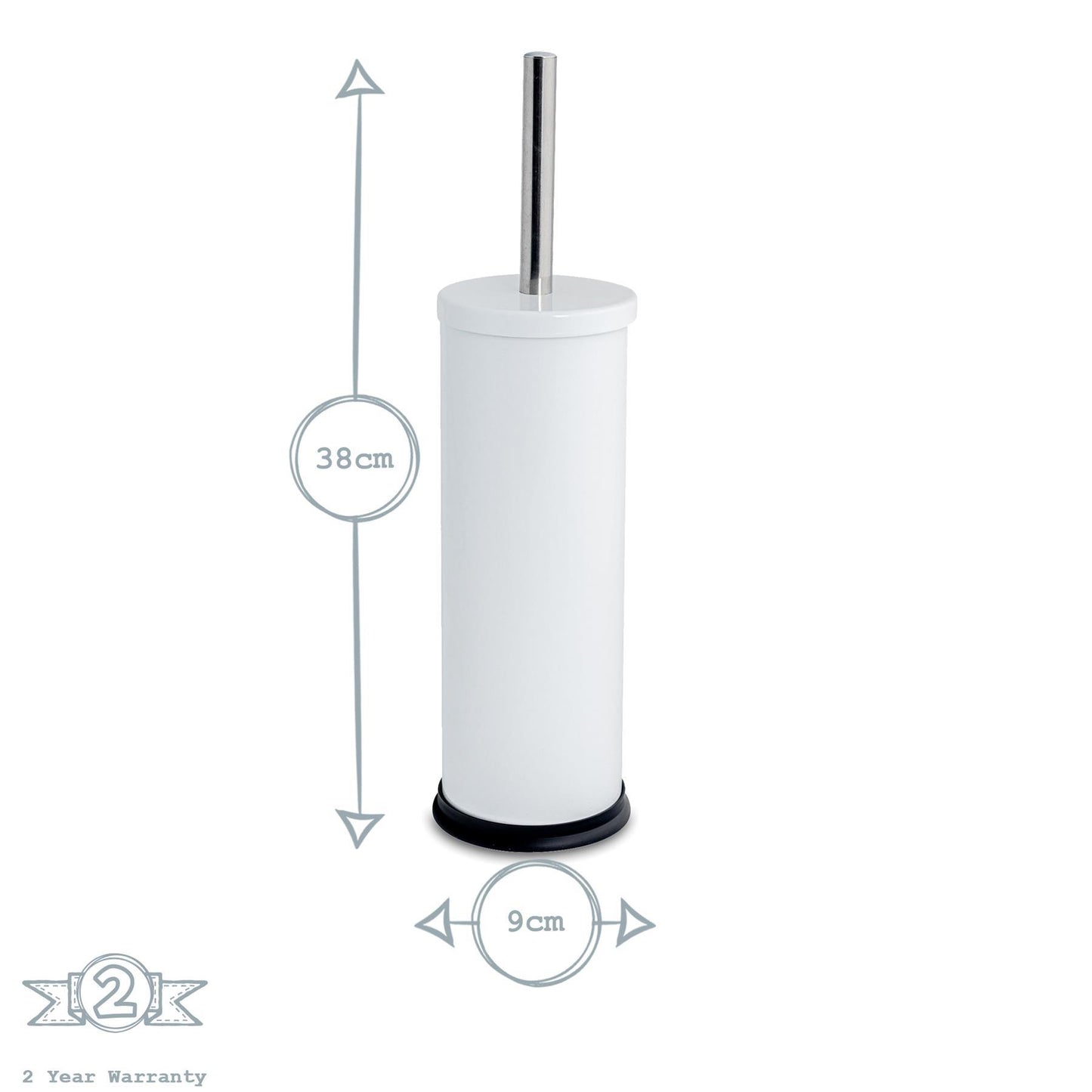 White Round Stainless Steel Toilet Brush & Bin Set