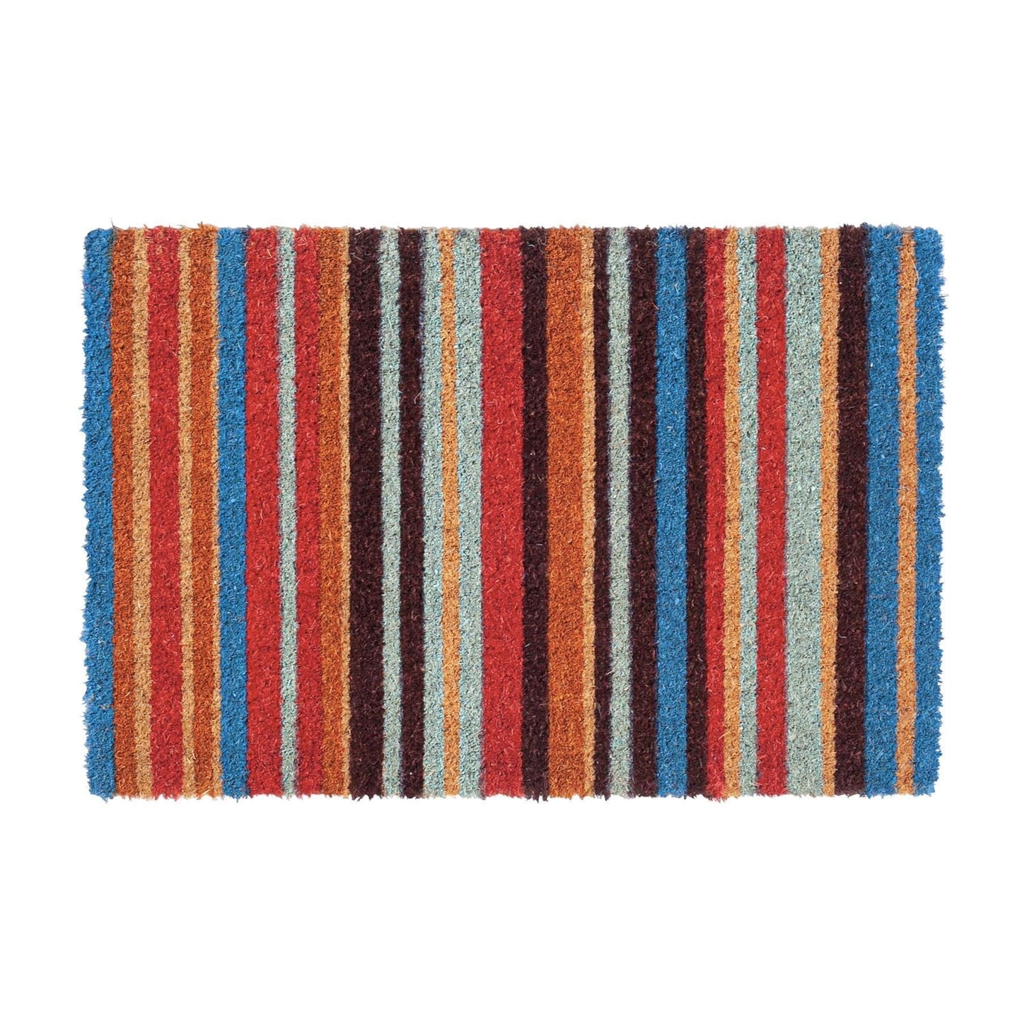 60cm x 40cm Multicoloured Pinstripe Coir Door Mat