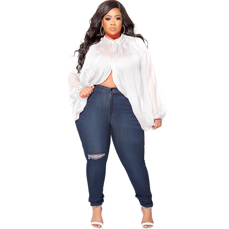 Women's Plus-Size Crew-Neck Chiffon Top With Tie-up Straps