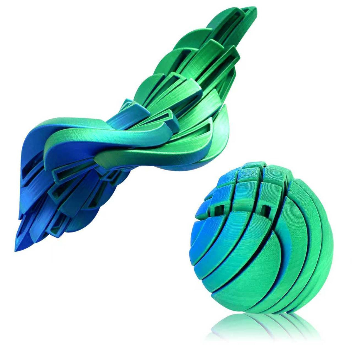 3D Printed Slime Ball Fidget Toy – Gear Ball with Liquid Flow for Focus & Relaxation | Blue Green